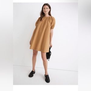 Madewell Crinkle Poplin Puff-Sleeve Mini Dress